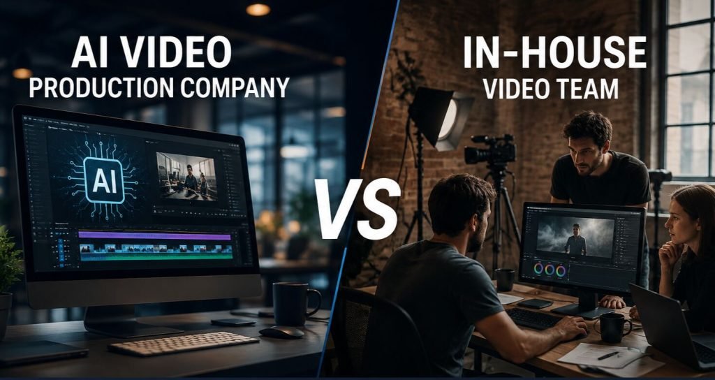 AI video production companies vs in-house video team
