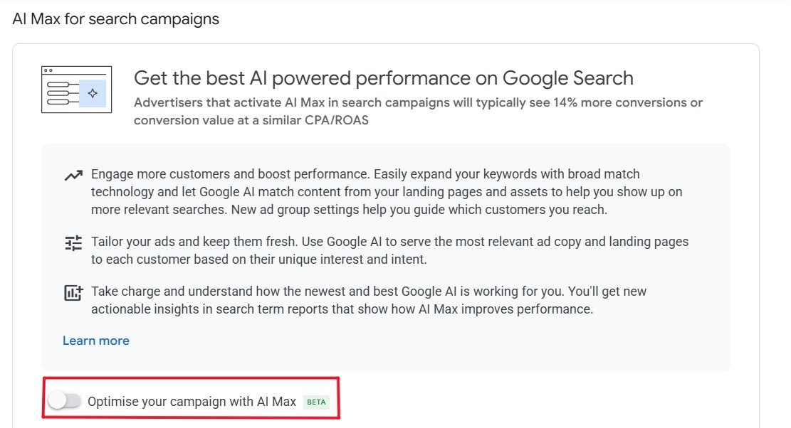 How to Enable AI Max in Google Ads